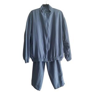 WinterSilks Women's Pastel Blue Silk Cozy Boho Pantsuit Sz M